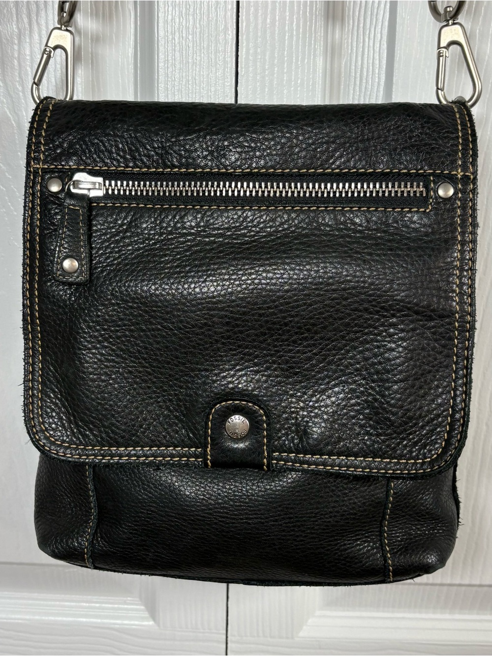 Fossil Long Live Vintage Black Leather Crossbody Bag Boho - Picture 2 of 14